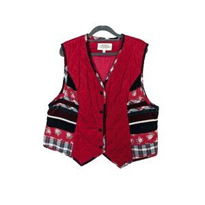 Susan Bristol New Traditions size 16W Patchwork Corduroy Vest Red CottageCore